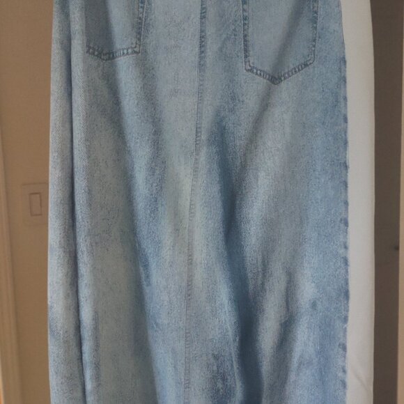 ZARA Satin Effect Denim Print A-Line Skirt - LARGE - Picture 4 of 12